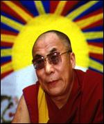 Image of Dalai Lama and Tibetan Flag